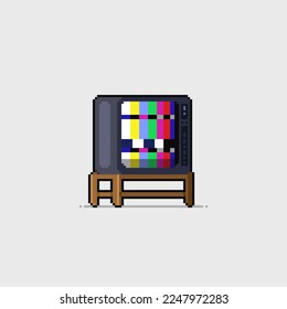 glitch screen television in pixel art style