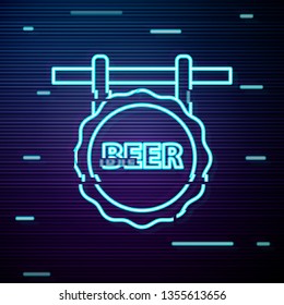Glitch screen with Vector Hanging Bar Board. Bar concept