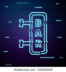 Glitch screen with Vector Hanging Bar Board. Bar concept