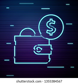 Glitch screen with Wallet with dollars icon