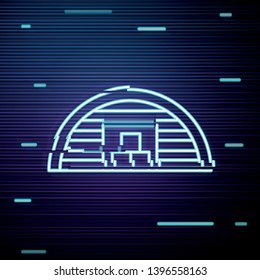 Glitch screen with Warehouse building, storage services, distribution center