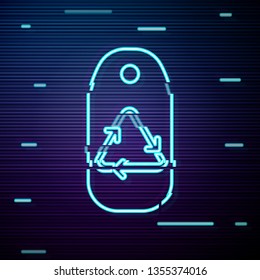 Glitch screen with The waste processing icon on tag. Bio symbol.