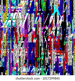 Glitch seamless texture. Colorful grunge pattern. Abstract vector background for web page, banners backdrop, fabric, home decor, wrapping