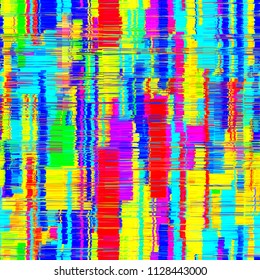 Glitch seamless texture. Colorful pattern from offset rectangles. No gradient. Abstract vector background for web page, banners backdrop, fabric, home decor, wrapping