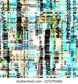 Glitch seamless texture from offset rectangles and lines. No gradient. Abstract vector background for web page, banners backdrop, fabric, home decor, wrapping