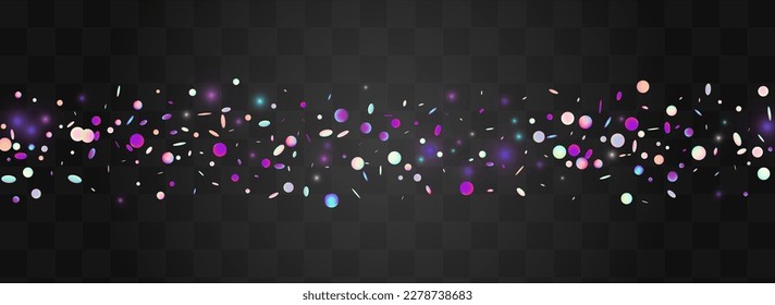 Glitch Shine Festival Vector Panoramic Transparent Background. Unicorn Top Foil Backdrop. Independence Card. Colored FallingFestive Banner.