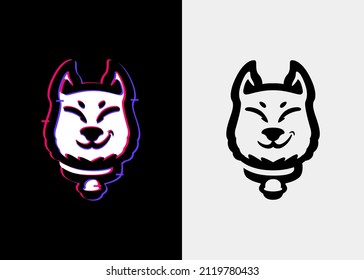 Glitch Sneaky Shiba Inu Dog Logo