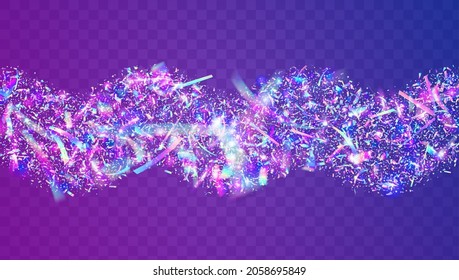 Glitch Sparkles. Fantasy Foil. Birthday Texture. Disco Design. Party Christmas Gradient. Pink Retro Effect. Flying Art. Falling Glare. Violet Glitch Sparkles