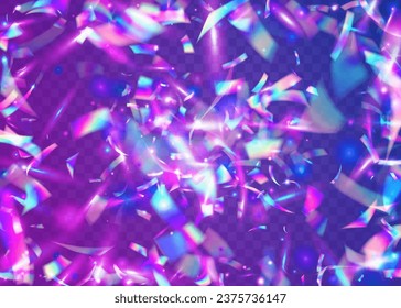 Glitch Sparkles. Surreal Foil. Flying Art. Iridescent Glitter. Party Element. Bokeh Texture. Blue Shiny Confetti. Metal Carnaval Wallpaper. Pink Glitch Sparkles