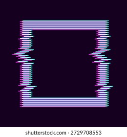 Glitch square frame design. Abstract square frame. Vector , illustration.