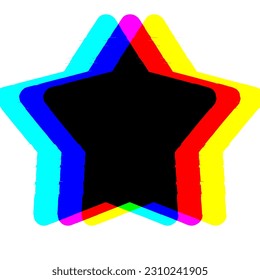Glitch star icon with various beautiful backgrounds
