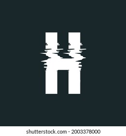 Glitch noch Buchstabe H. Vektorsymbol.