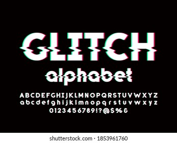 Schriftart mit Groß-, Kleinbuchstaben, Zahlen und Symbolen im Glitzstil