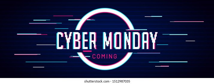 Glitch-Stil Website-Header oder Banner-Design für Cyber Monday Sale.