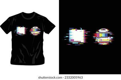 glitch Stylish t-shirt and apparel trendy design with glitchy patterns, typography, print, vector illustration. Global swatches. editable template