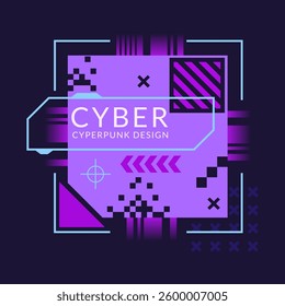 Glitch tech banner, futuristic cybernetic circuit board concept featuring a purple palette