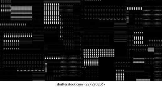 Glitch Television Black and White Background. Glitched Lines Noise. No Signal. Retro Abstract Hud Glitch VHS Effect Design. Vector Illustration.