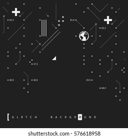 Glitch text background with simple design elements. Useful for posters and covers