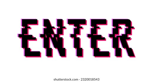 Glitch text effect on white background. Screen glitch VHS effect. Data Access Error. Hacking cyber security. Vector illustration.
