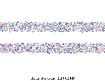 Textura Glitch. Flying Foil. Diseño de fiesta. Cumpleaños Tinsel. Neon Confetti. Decoración Retro Realista. Efecto láser azul. Textura de brillo rosado