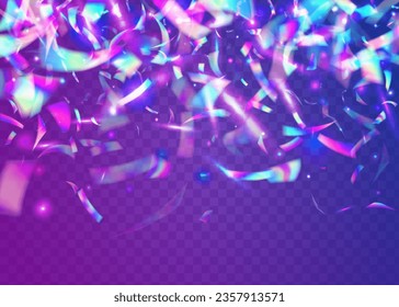 Textura Glitch. Neon Confetti. Cayendo Deslumbrante. Diseño de fiesta. Decoración Carnaval Desdibujada. Arte brillante. Glare Retro rosa. Foil de vacaciones. Textura de brillo azul