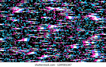 Glitch Texture pixel noise. Test TV Screen Digital VHS Background. Error Computer Video. Abstract black Damage. Magic poster.