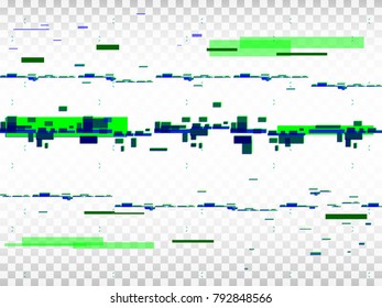 Glitch transparent background. Digital pixel noise. Glitched shapes. Absract distortion effect. Vector illustration.