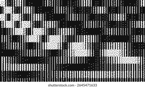 Scherm TV-pixellijnen knipperen. Willekeurige lijnen Glitch Overlay-structuur. Retro Vintage TV Signaal Fout Esthetiek. Halftoongradatie-effectpatroon lijn. Abstracte vectorillustratie.