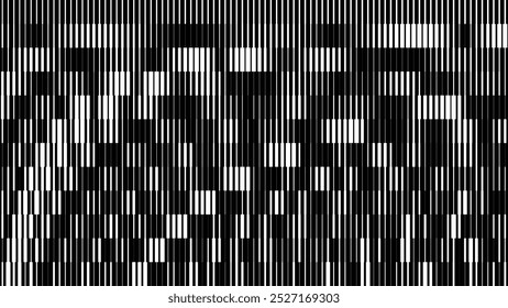 Tela de Listras de TV com Falha. Textura De Sobreposição De Falha De Linhas De Largura Aleatória. Estética de erro de sinal de TV vintage retro. Plano de Fundo de Linhas Abstratas de Ondas Retroativas de Vapor. Ilustração de vetor.