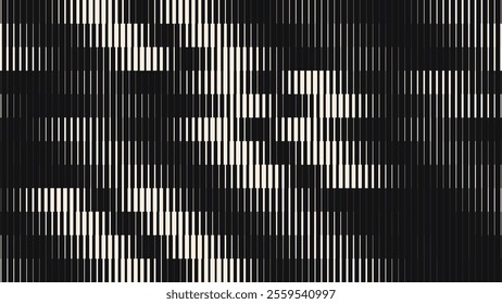 Glitch TV Stripes Screen. Random Width Lines Glitch Overlay Texture. Retro Vintage TV Signal Error Aesthetics. Vaporwave Retrowave Abstract Lines Background. Vector Illustration.