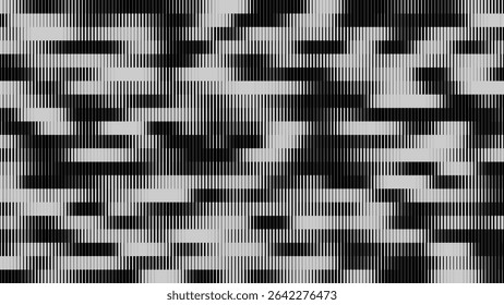 Glitch TV écran rayures. Texture de superposition de paillettes de lignes de largeur aléatoires. Esthétique d'erreur de signal TV Vintage rétro. Motif D'Effet De Graduation Demi-Teintes. Illustration vectorielle Lignes Abstrait.