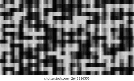 Glitch TV écran rayures. Texture de superposition de paillettes de lignes de largeur aléatoires. Esthétique d'erreur de signal TV Vintage rétro. Motif D'Effet De Graduation Demi-Teintes. Illustration vectorielle Lignes Abstrait.