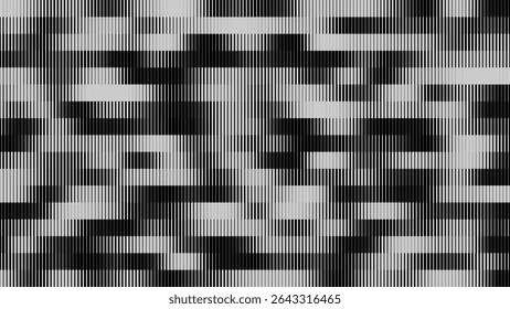 Glitch TV écran rayures. Texture de superposition de paillettes de lignes de largeur aléatoires. Esthétique d'erreur de signal TV Vintage rétro. Motif D'Effet De Graduation Demi-Teintes. Illustration vectorielle Lignes Abstrait.