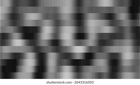 Glitch TV écran rayures. Texture de superposition de paillettes de lignes de largeur aléatoires. Esthétique d'erreur de signal TV Vintage rétro. Motif D'Effet De Graduation Demi-Teintes. Illustration vectorielle Lignes Abstrait.
