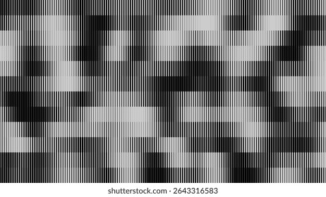 Glitch TV écran rayures. Texture de superposition de paillettes de lignes de largeur aléatoires. Esthétique d'erreur de signal TV Vintage rétro. Motif D'Effet De Graduation Demi-Teintes. Illustration vectorielle Lignes Abstrait.