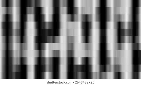 Glitch TV écran rayures. Texture de superposition de paillettes de lignes de largeur aléatoires. Esthétique d'erreur de signal TV Vintage rétro. Motif D'Effet De Graduation Demi-Teintes. Illustration vectorielle Lignes Abstrait.