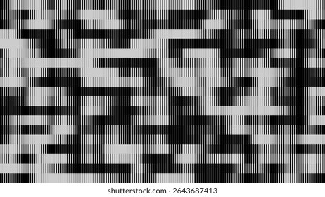 Glitch TV écran rayures. Texture de superposition de paillettes de lignes de largeur aléatoires. Esthétique d'erreur de signal TV Vintage rétro. Motif D'Effet De Graduation Demi-Teintes. Illustration vectorielle Lignes Abstrait.