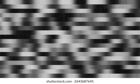 Glitch TV écran rayures. Texture de superposition de paillettes de lignes de largeur aléatoires. Esthétique d'erreur de signal TV Vintage rétro. Motif D'Effet De Graduation Demi-Teintes. Illustration vectorielle Lignes Abstrait.