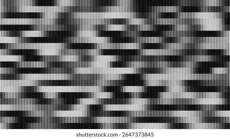 Glitch TV écran rayures. Texture de superposition de paillettes de lignes de largeur aléatoires. Esthétique d'erreur de signal TV Vintage rétro. Motif D'Effet De Graduation Demi-Teintes. Illustration vectorielle Lignes Abstrait.