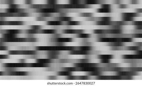 Glitch TV écran rayures. Texture de superposition de paillettes de lignes de largeur aléatoires. Esthétique d'erreur de signal TV Vintage rétro. Motif D'Effet De Graduation Demi-Teintes. Illustration vectorielle Lignes Abstrait.