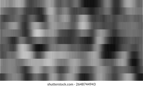 Glitch TV écran rayures. Texture de superposition de paillettes de lignes de largeur aléatoires. Esthétique d'erreur de signal TV Vintage rétro. Arrière-Plan Onde Vapeur Abstrait Lignes. Illustration vectorielle.