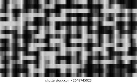 Glitch TV écran rayures. Texture de superposition de paillettes de lignes de largeur aléatoires. Esthétique d'erreur de signal TV Vintage rétro. Arrière-Plan Onde Vapeur Abstrait Lignes. Illustration vectorielle.