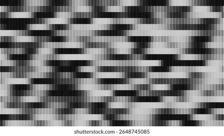 Glitch TV Stripes Screen. Random Width Lines Glitch Overlay Texture. Retro Vintage TV Signal Error Aesthetics. Vaporwave Retrowave Abstract Lines Background. Vector Illustration.