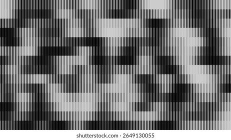 Glitch TV écran rayures. Texture de superposition de paillettes de lignes de largeur aléatoires. Esthétique d'erreur de signal TV Vintage rétro. Arrière-Plan Onde Vapeur Abstrait Lignes. Illustration vectorielle.