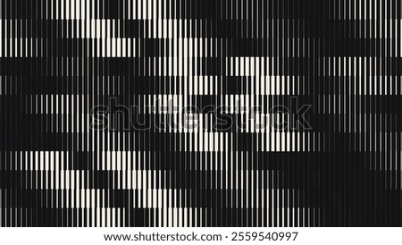Glitch TV Stripes Screen. Random Width Lines Glitch Overlay Texture. Retro Vintage TV Signal Error Aesthetics. Vaporwave Retrowave Abstract Lines Background. Vector Illustration.