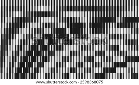 Glitch TV Stripes Screen. Random Width Lines Glitch Overlay Texture. Retro Vintage TV Signal Error Aesthetics. Vaporwave Retrowave Abstract Lines Background. Vector Illustration.