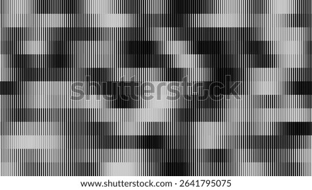 Glitch TV Stripes Screen. Random Width Lines Glitch Overlay Texture. Retro Vintage TV Signal Error Aesthetics. Line Halftone Gradation Effect Pattern. Abstract Lines Vector Illustration.
