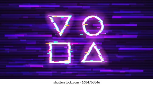 Glitch vector frame. Symbol of cyberpunk, hacker attack. Modern design, technological error. Texture and effect for your design.
