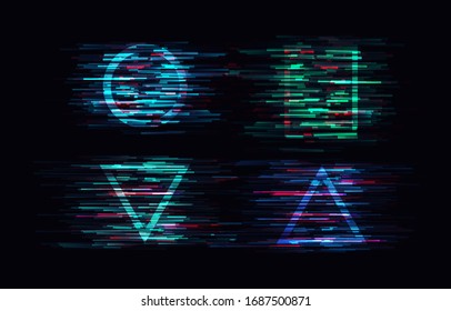 Glitch vector frame. Symbol of cyberpunk, hacker attack. Modern design, technological error. Texture and effect for your design.