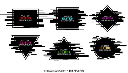 Glitch vector frame. Symbol of cyberpunk, hacker attack. Modern design, technological error. Texture and effect for your design.